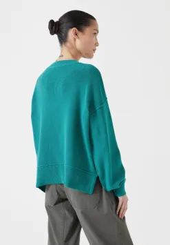 hush Jumpers & Cardigans|Cotton Boxy Rib Jumper Lagoon Green