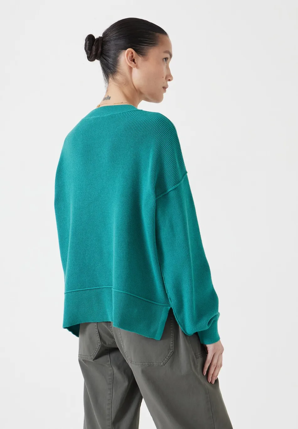 hush Jumpers & Cardigans|Cotton Boxy Rib Jumper Lagoon Green