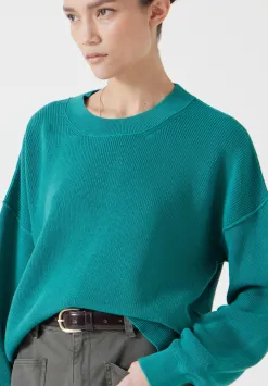 hush Jumpers & Cardigans|Cotton Boxy Rib Jumper Lagoon Green