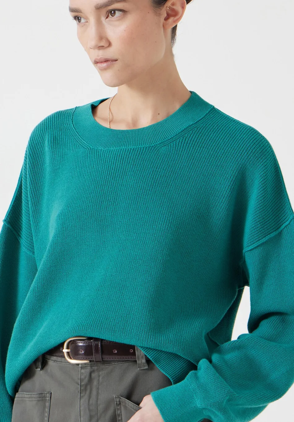hush Jumpers & Cardigans|Cotton Boxy Rib Jumper Lagoon Green