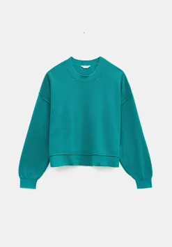 hush Jumpers & Cardigans|Cotton Boxy Rib Jumper Lagoon Green