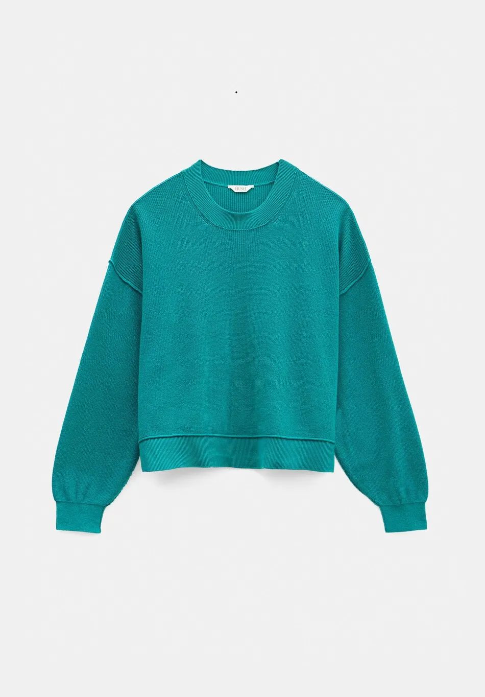 hush Jumpers & Cardigans|Cotton Boxy Rib Jumper Lagoon Green