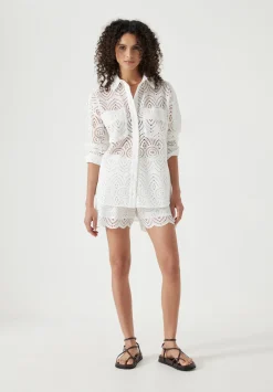hush Tops & T-Shirts|Shirts & Blouses|Cotton Broderie Shirt White