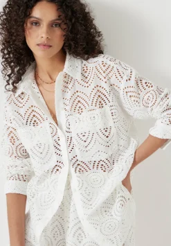 hush Tops & T-Shirts|Shirts & Blouses|Cotton Broderie Shirt White