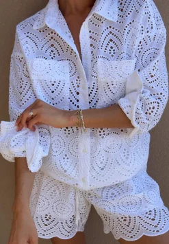 hush Tops & T-Shirts|Shirts & Blouses|Cotton Broderie Shirt White