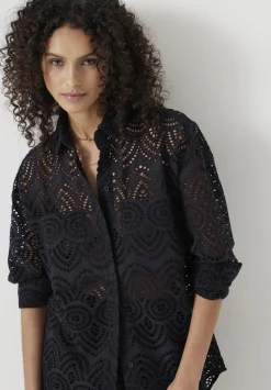 hush Tops & T-Shirts|Shirts & Blouses|Cotton Broderie Shirt Black
