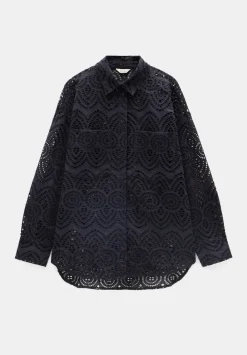 hush Tops & T-Shirts|Shirts & Blouses|Cotton Broderie Shirt Black