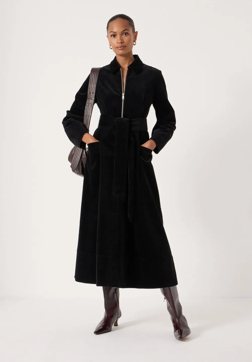 hush Dresses|Cotton Cord Midi Dress Black