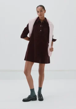 hush Dresses|Cotton Cord Mini Dress Burgundy Purple