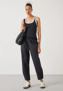 hush Trousers|Cotton Poplin Easy Trousers Black