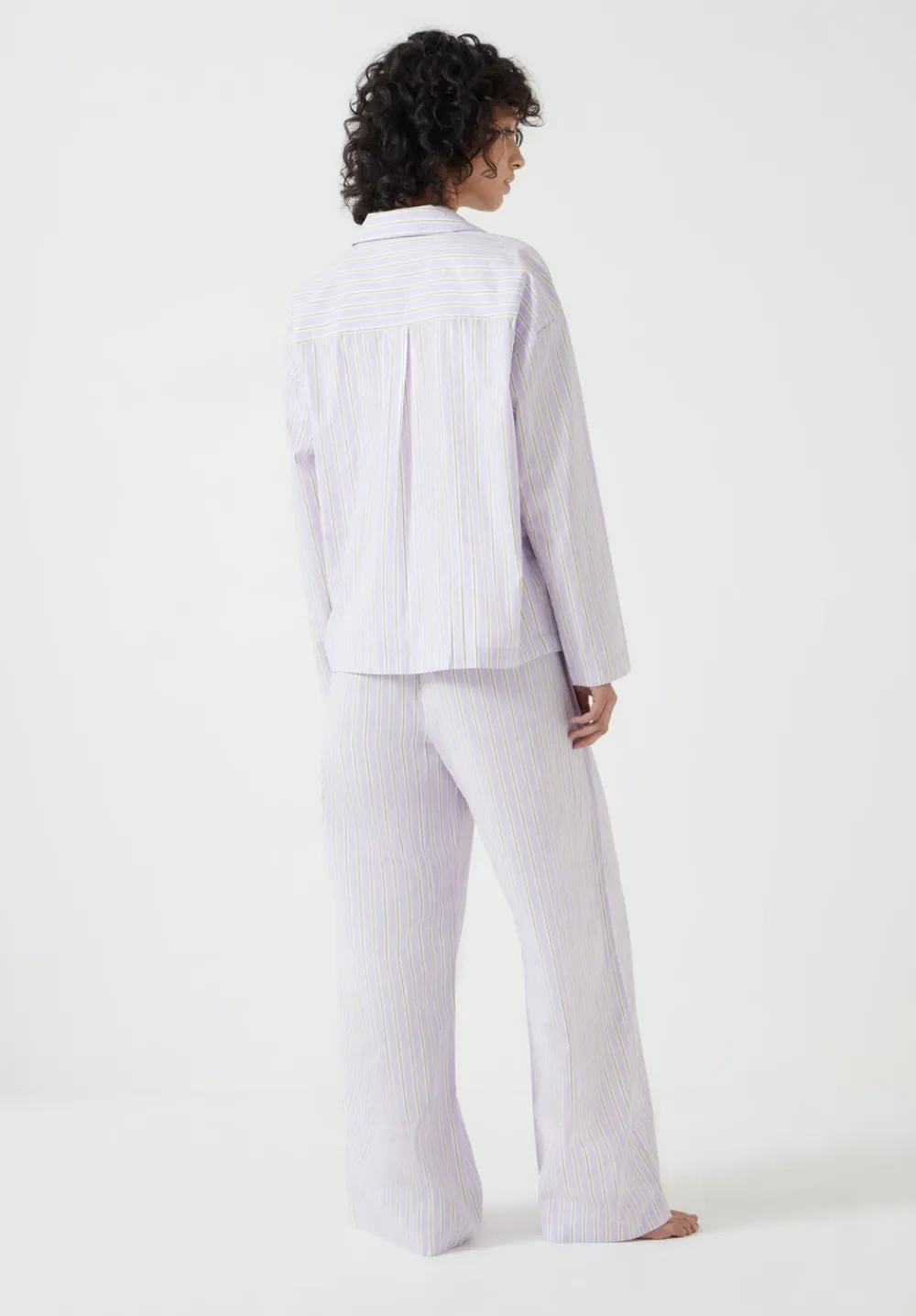 hush Pyjamas & Nightwear|Cotton Poplin Stripe Trouser Pyjamas Set Lilac Stripe