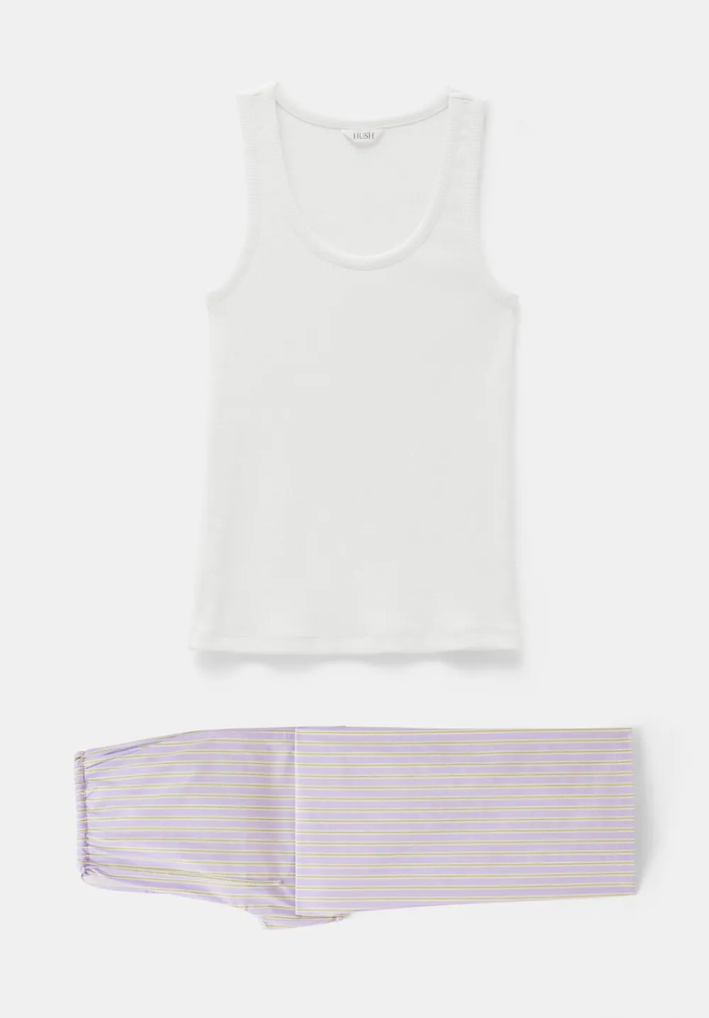 hush Pyjamas & Nightwear|Cotton Poplin Stripe Vest Pyjamas Set Lilac Stripe