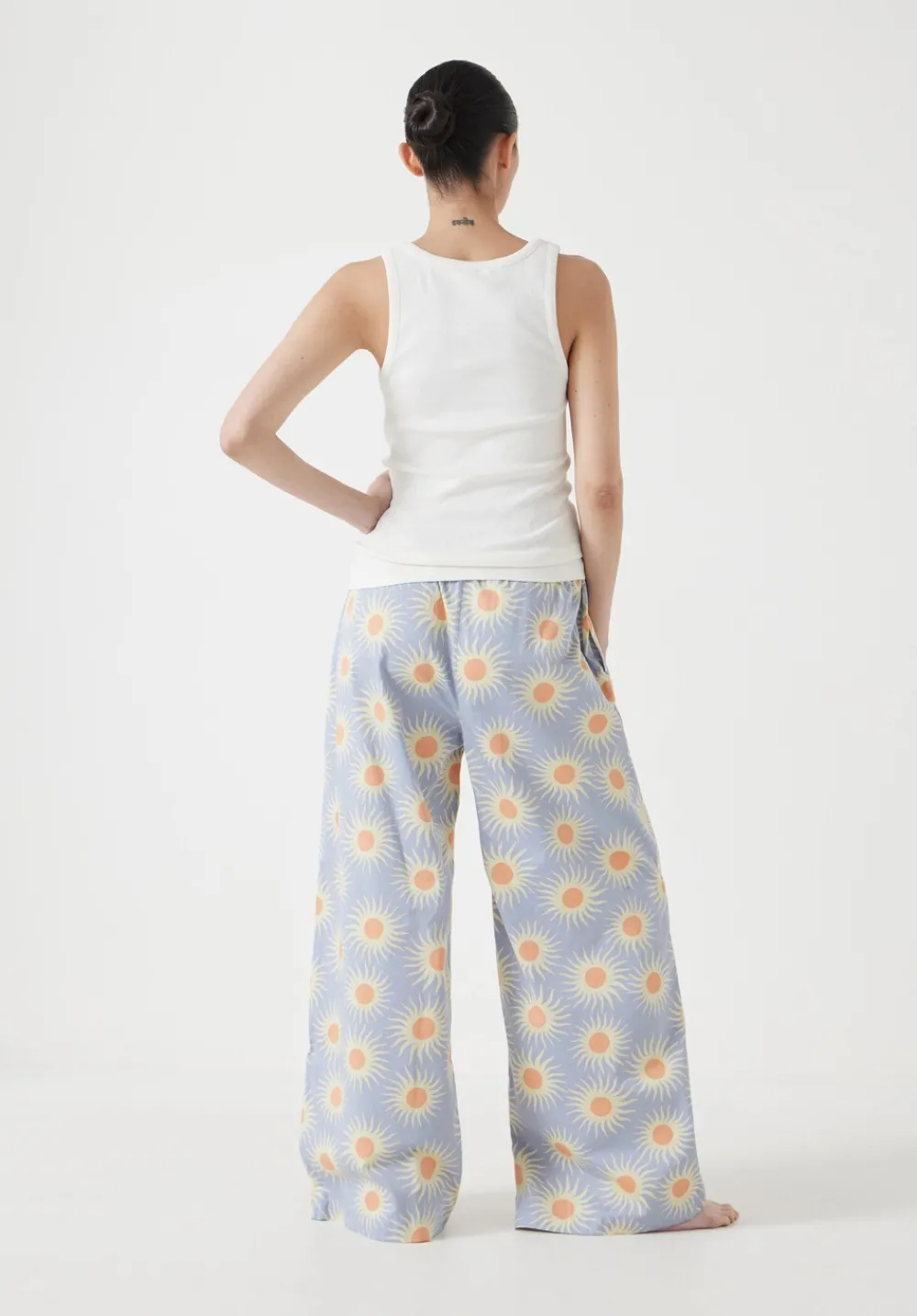 hush Pyjamas & Nightwear|Cotton Sateen Vest Pyjamas Set Sunray Blue