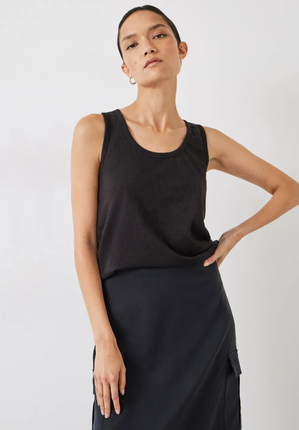 hush Tops & T-Shirts|Cotton Slub Tank Top Black