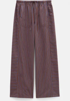 hush Trousers|Cotton Stripe Pull On Trousers Chocolate