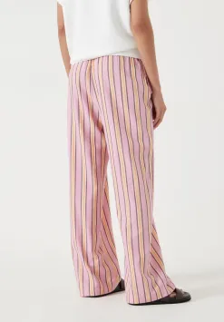 hush Trousers|Cotton Stripe Trousers Pink Stripe