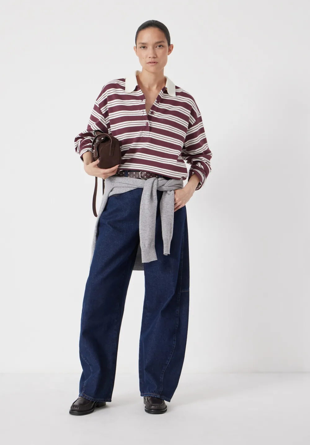 hush Sweatshirts & Hoodies|Cotton Striped Polo Top Brown Stripe