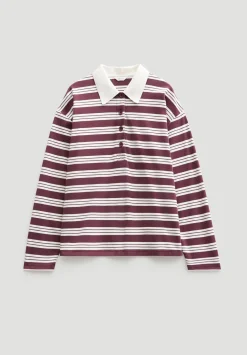 hush Sweatshirts & Hoodies|Cotton Striped Polo Top Brown Stripe