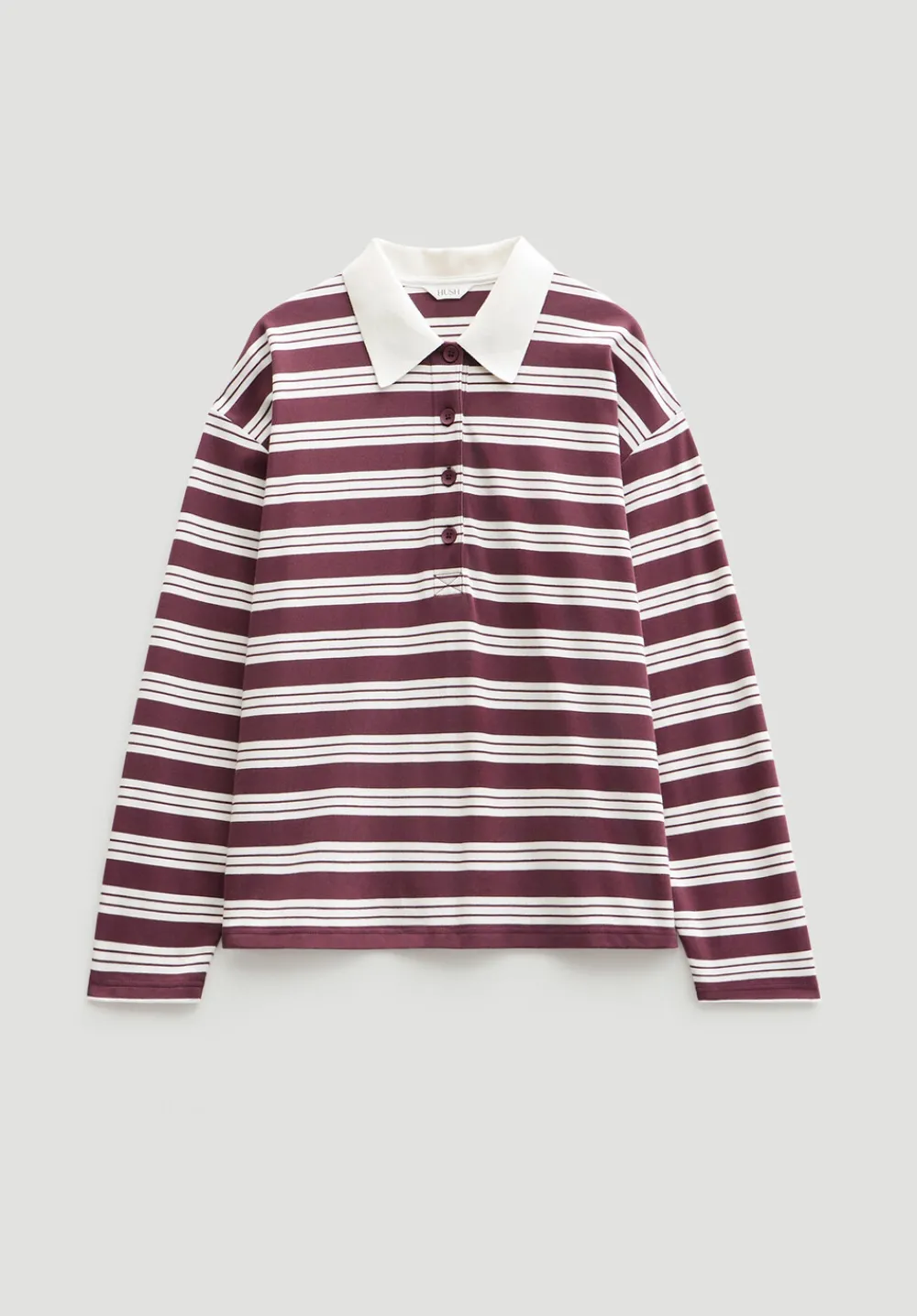 hush Sweatshirts & Hoodies|Cotton Striped Polo Top Brown Stripe
