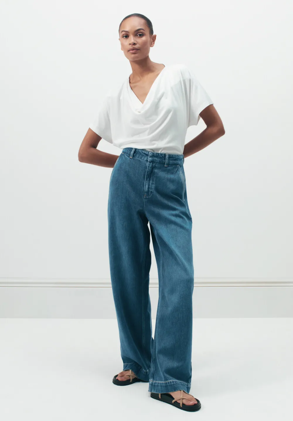 hush Tops & T-Shirts|Cowl Neck T-Shirt White
