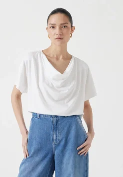 hush Tops & T-Shirts|Cowl Neck T-Shirt White