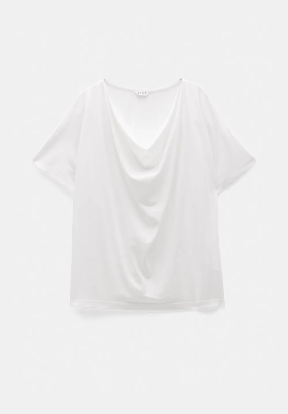 hush Tops & T-Shirts|Cowl Neck T-Shirt White