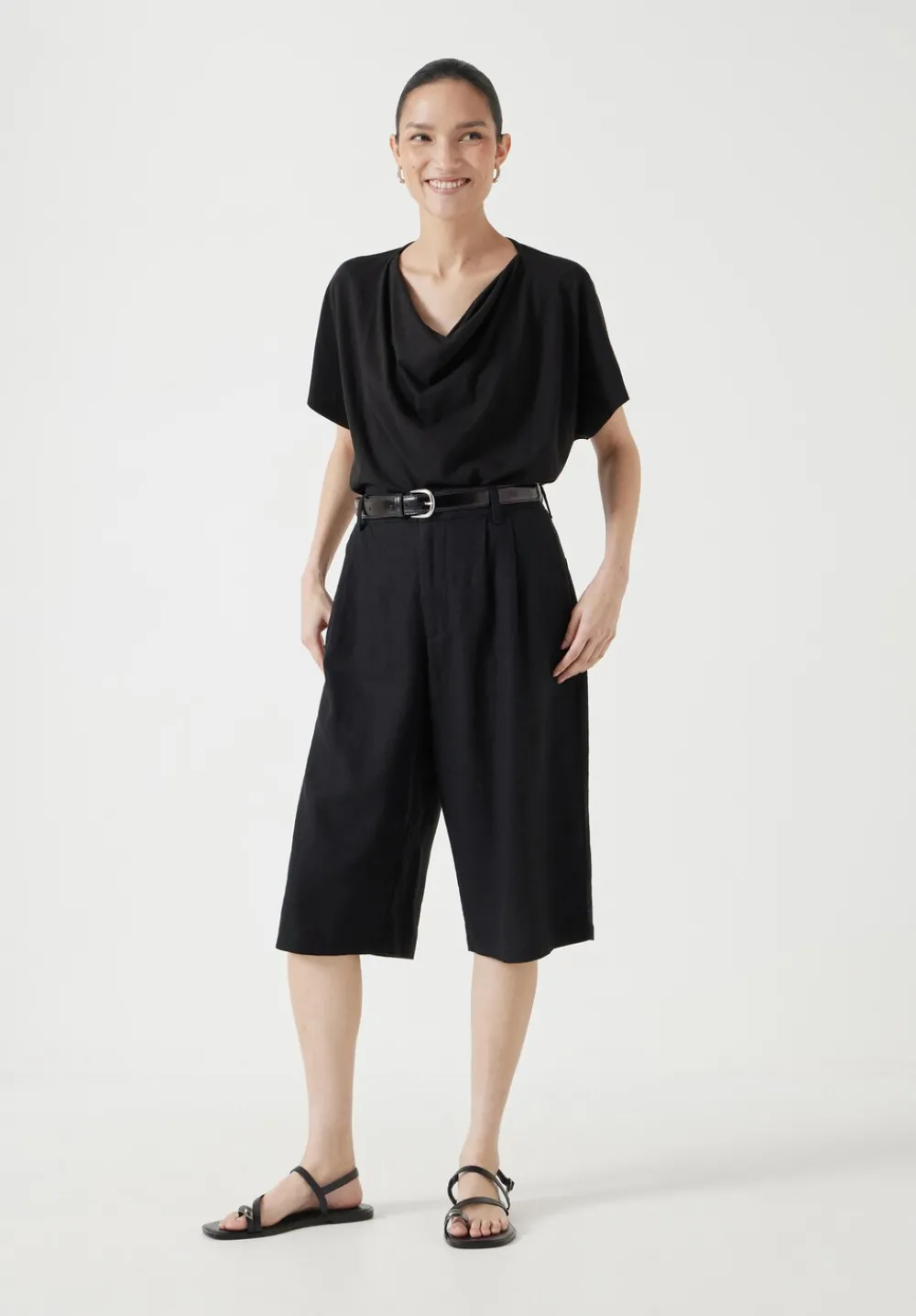 hush Tops & T-Shirts|Cowl Neck T-Shirt Black