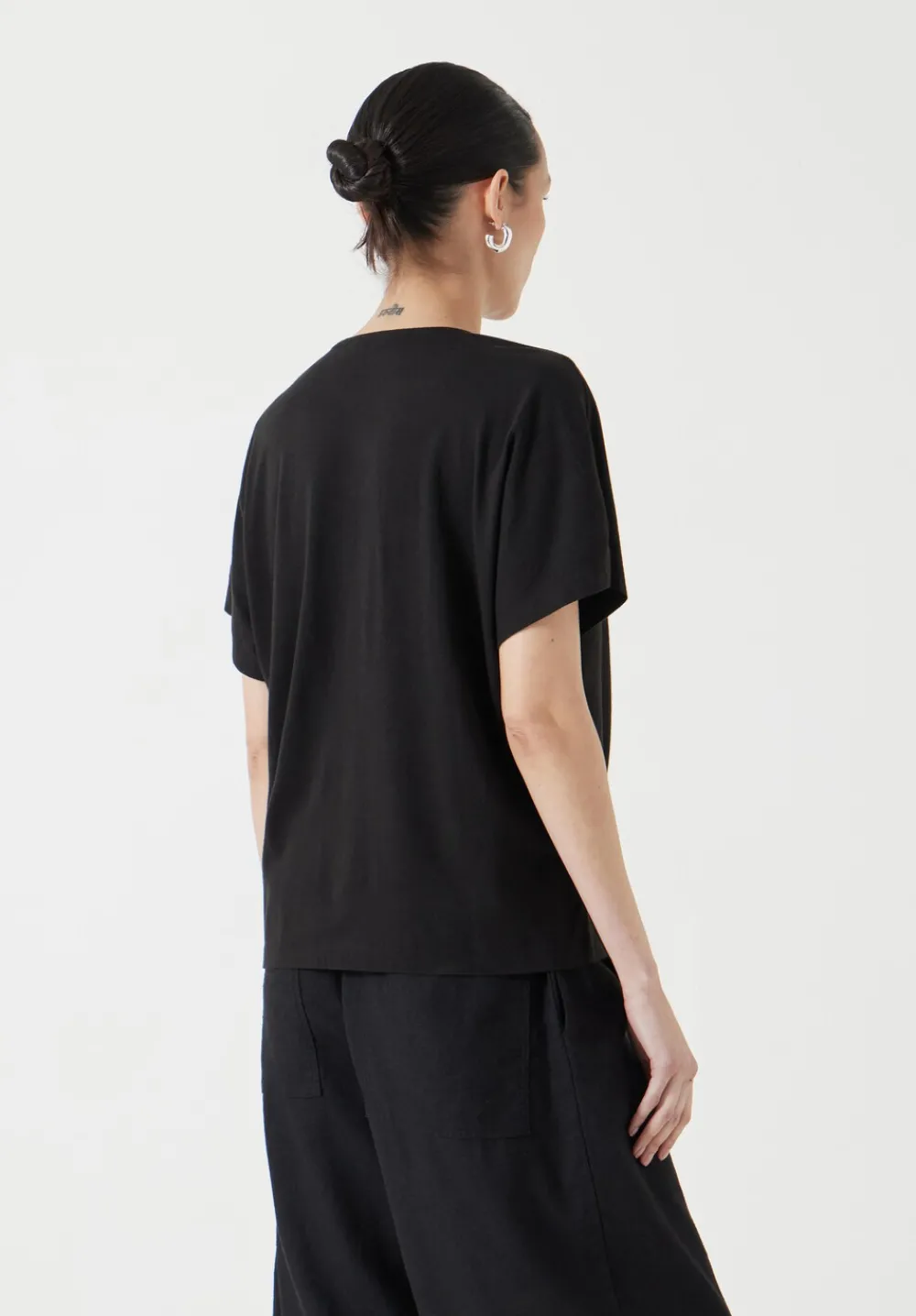hush Tops & T-Shirts|Cowl Neck T-Shirt Black