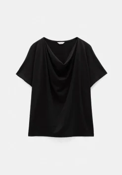 hush Tops & T-Shirts|Cowl Neck T-Shirt Black