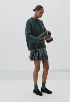 hush Skirts|Crackle Patent Mini Skirt Black