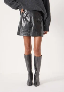 hush Skirts|Crackle Patent Mini Skirt Black
