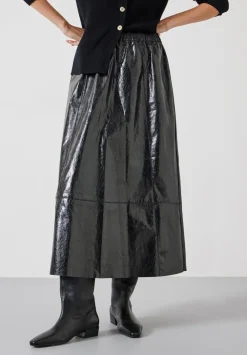 hush Skirts|Crackled Patent Skirt Black