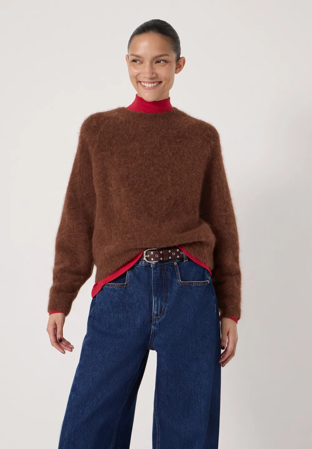 hush Jumpers & Cardigans|Crew Neck Alpaca Wool Jumper Toffee Brown