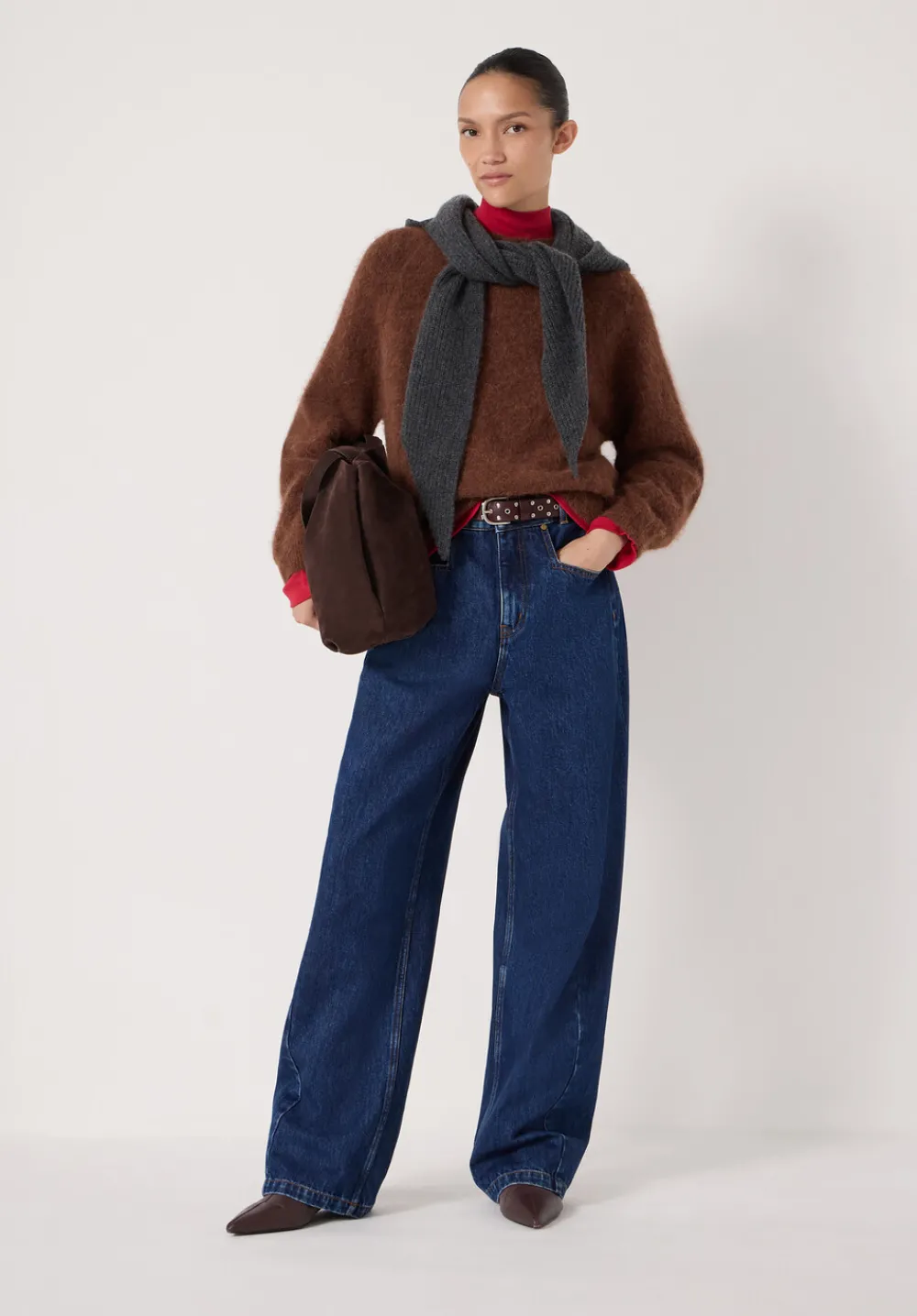 hush Jumpers & Cardigans|Crew Neck Alpaca Wool Jumper Toffee Brown