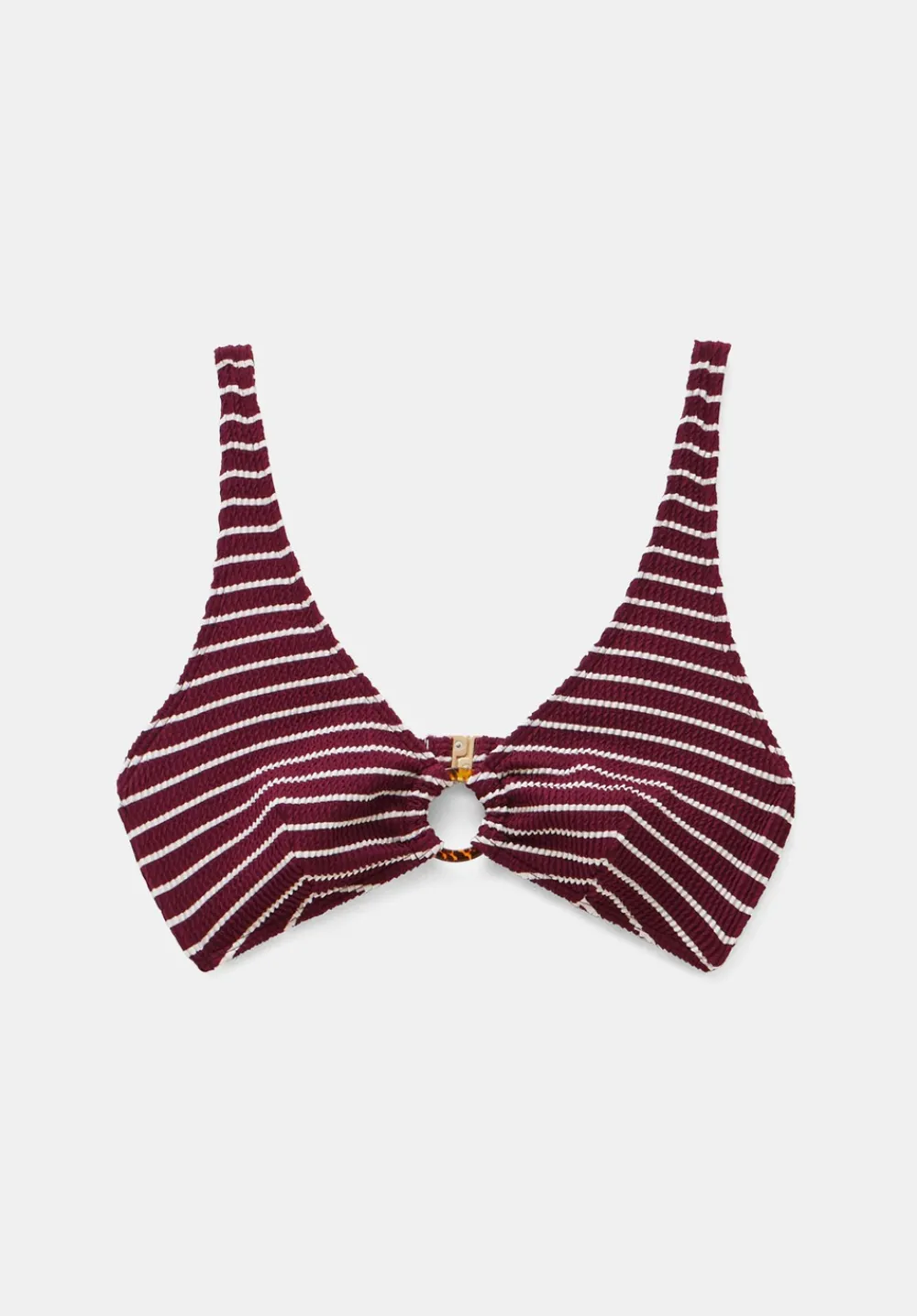 hush Swimwear & Beachwear|Crinkle Ring Bikini Top Oxblood/White Stripe
