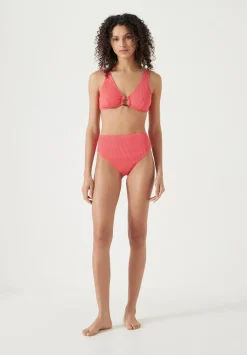 hush Swimwear & Beachwear|Crinkle Ring Bikini Top Coral Pink