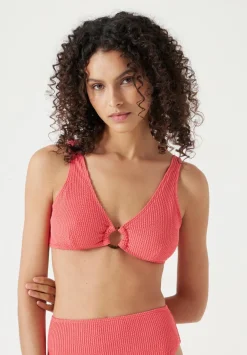 hush Swimwear & Beachwear|Crinkle Ring Bikini Top Coral Pink