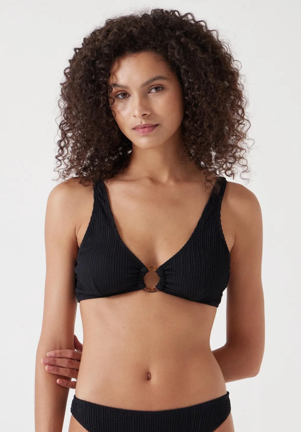 hush Swimwear & Beachwear|Crinkle Ring Bikini Top Black