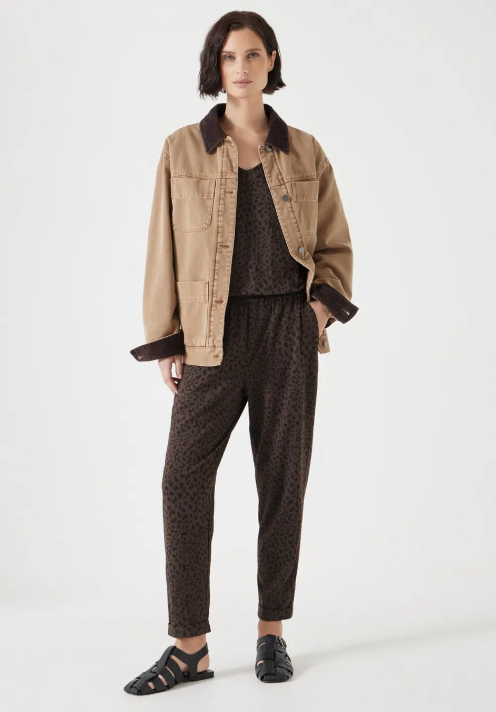 hush Jumpsuits|Dresses|Cropped Jersey Jumpsuit Mini Leopard Print