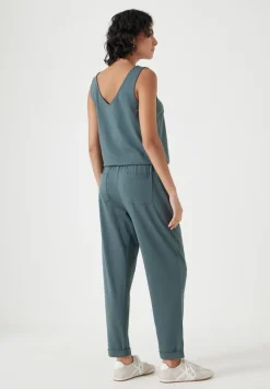 hush Jumpsuits|Dresses|Cropped Jersey Jumpsuit Dark Sage Green
