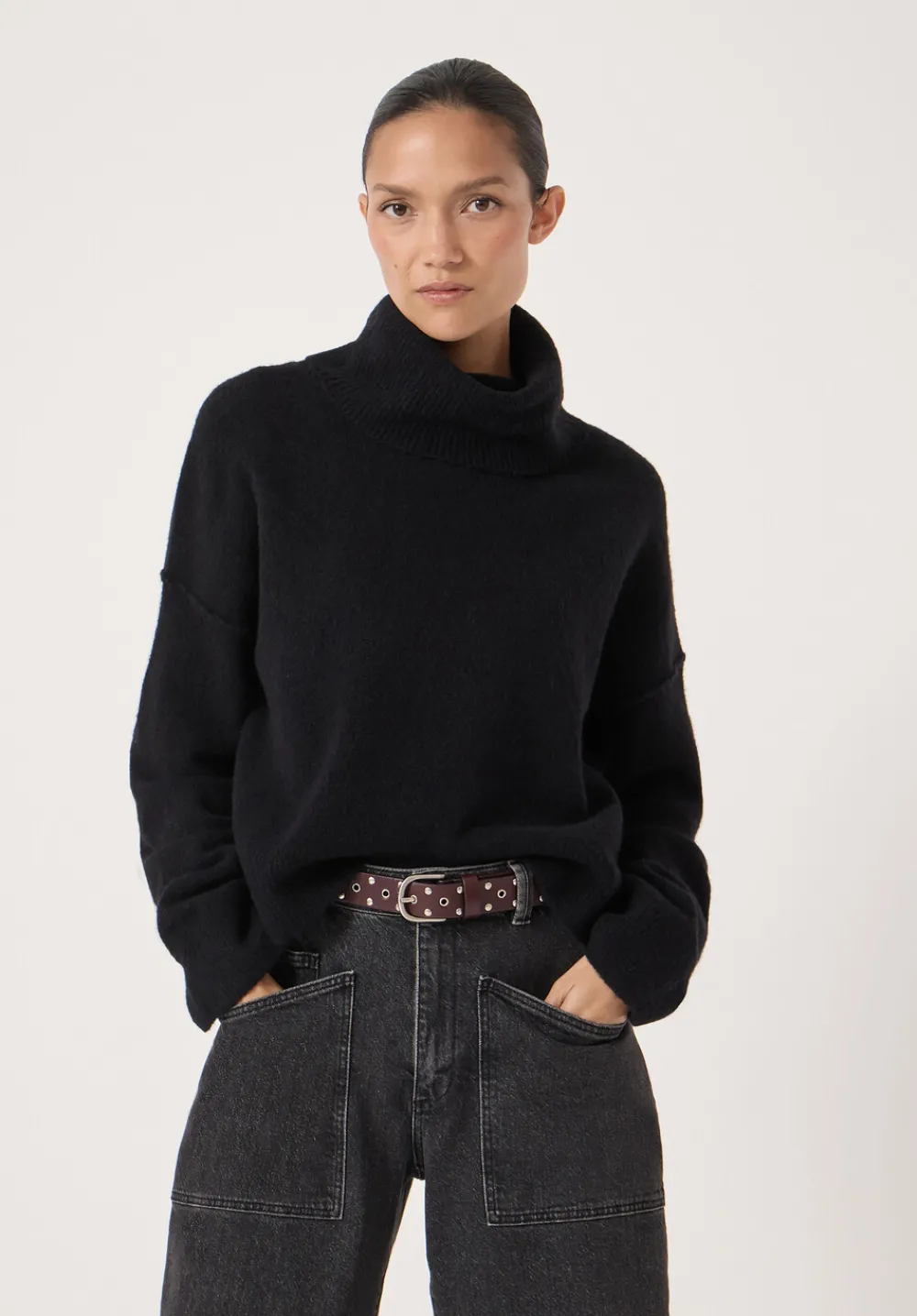 hush Jumpers & Cardigans|Cropped Meryl Wool Blend Jumper Black