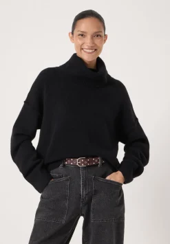 hush Jumpers & Cardigans|Cropped Meryl Wool Blend Jumper Black