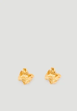 hush Jewellery|Crumpled Effect Stud Earrings Gold