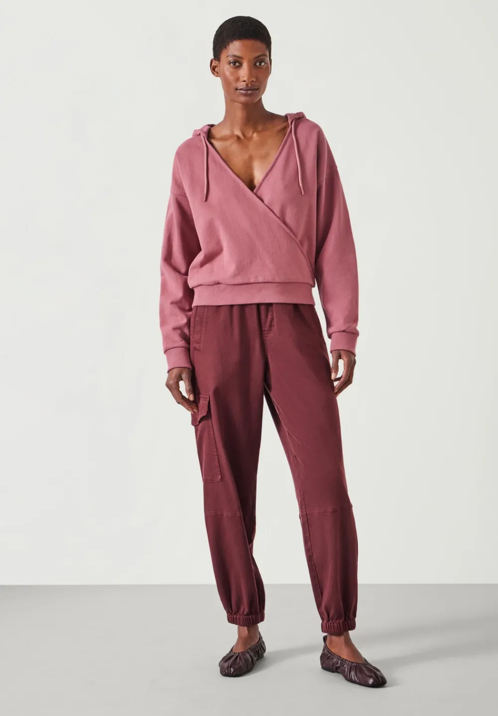 hush Sweatshirts & Hoodies|Daisy Wrap Hoodie Dusty Pink