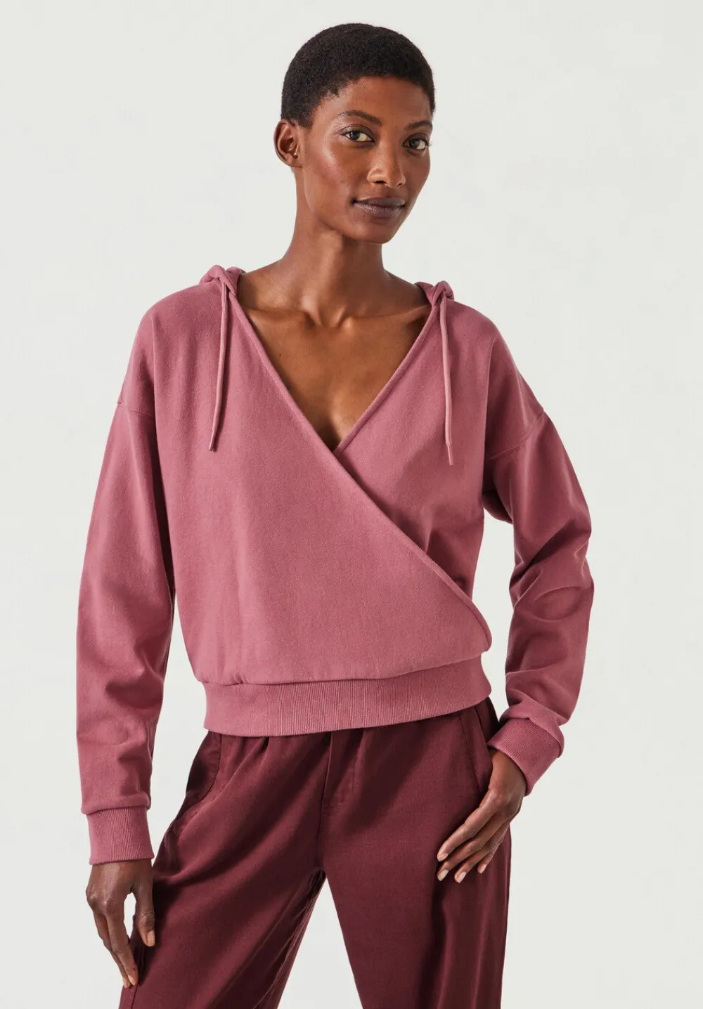 hush Sweatshirts & Hoodies|Daisy Wrap Hoodie Dusty Pink