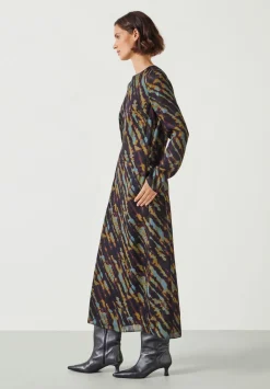 hush Dresses|Daniela Midi Dress Diagonal Tie Dye Green