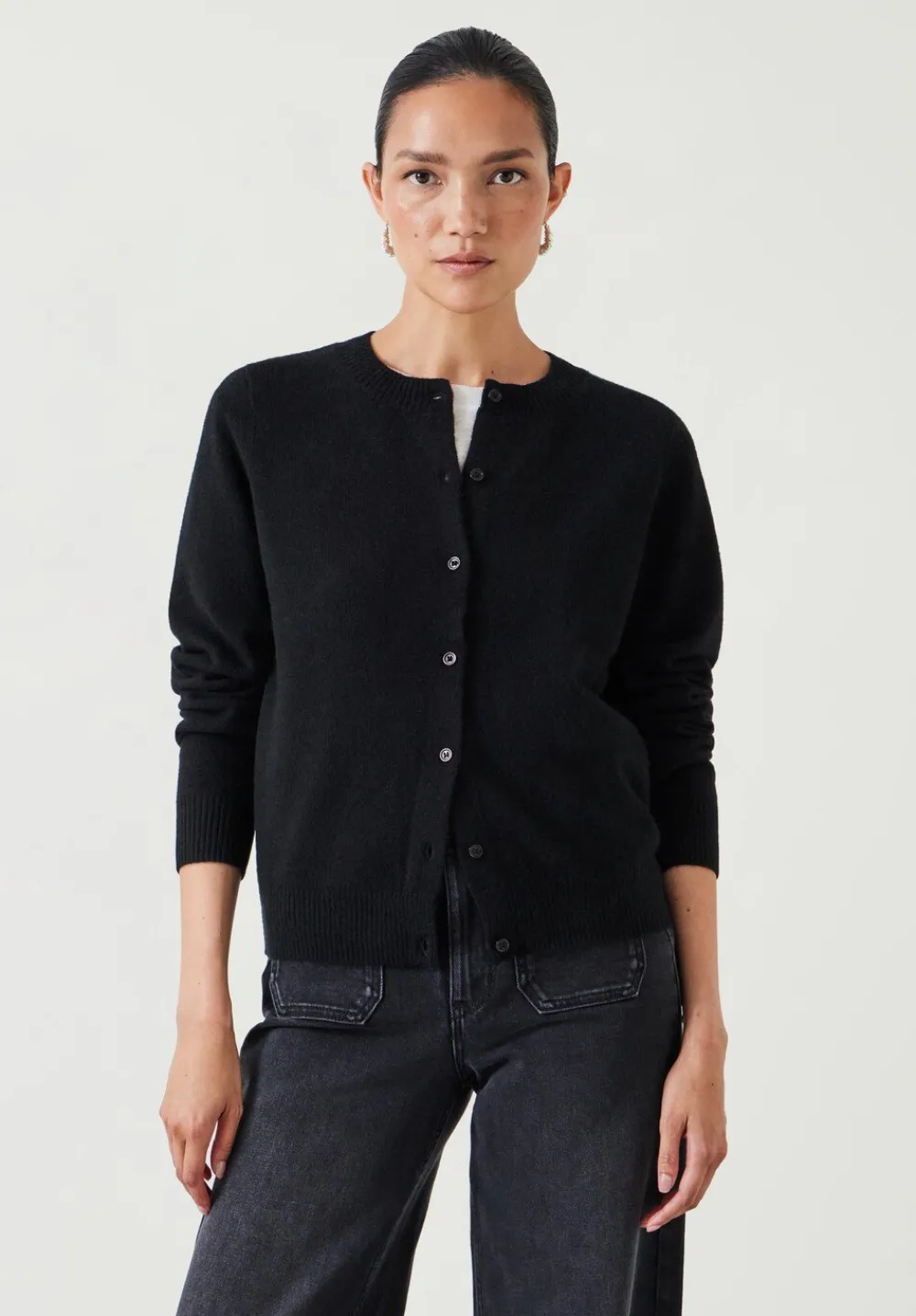hush Jumpers & Cardigans|Daphne Cashmere Button Through Slim Cardigan Black