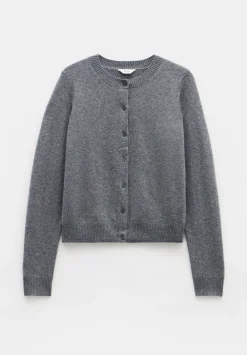 hush Jumpers & Cardigans|Daphne Cashmere Button Through Slim Cardigan Charcoal Marl