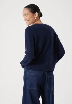 hush Jumpers & Cardigans|Daphne Cashmere Button Through Slim Cardigan Midnight Navy