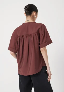hush Shirts & Blouses|Debbie Air Flow Blouse Burgundy Brown